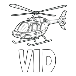 Online izdelana pobarvanka - Pobarvanka imena VID in pobarvanka sodobnega helikopterja