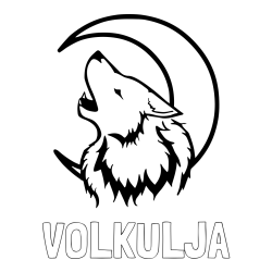 Online izdelana pobarvanka - Pobarvanka imena VOLKULJA in pobarvanka volk in lune