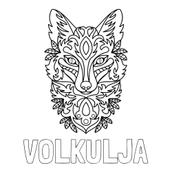 Online izdelana pobarvanka - Pobarvanka imena VOLKULJA in pobarvanka volka - mandale