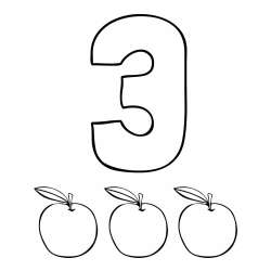 Pobarvanka števila 3 s slikovnim prikazom
