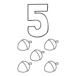 Pobarvanka števila 5 s slikovnim prikazom