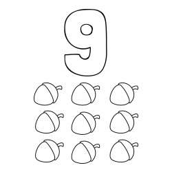 Pobarvanka števila 9 s slikovnim prikazom