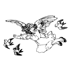 Pobarvanka angela s ptički