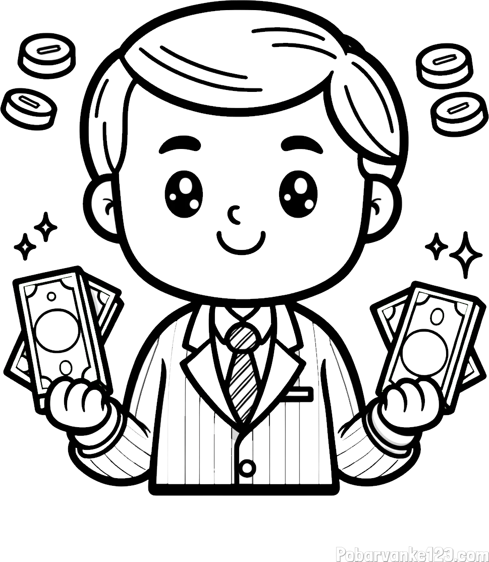 Otroška pobarvanka bankirja z veliko denarja