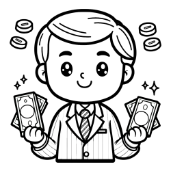 Otroška pobarvanka bankirja z veliko denarja