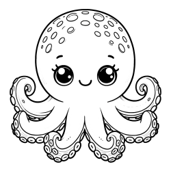 Otroška pobarvanka ljubke hobotnice