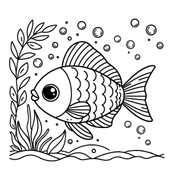 Otroška pobarvanka ljubke ribe