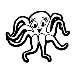 Otroška pobarvanka nasmejane hobotnice