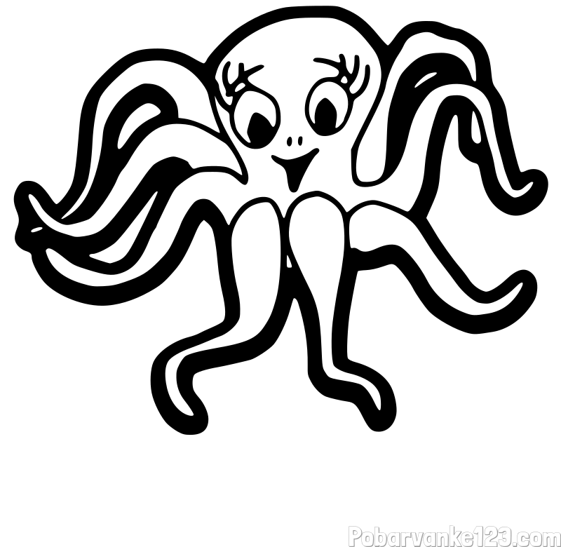 Otroška pobarvanka nasmejane hobotnice