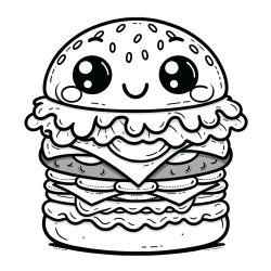 Otroška pobarvanka nasmejanega hamburgerja