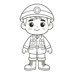 Otroška pobarvanka nasmejanega vojaka