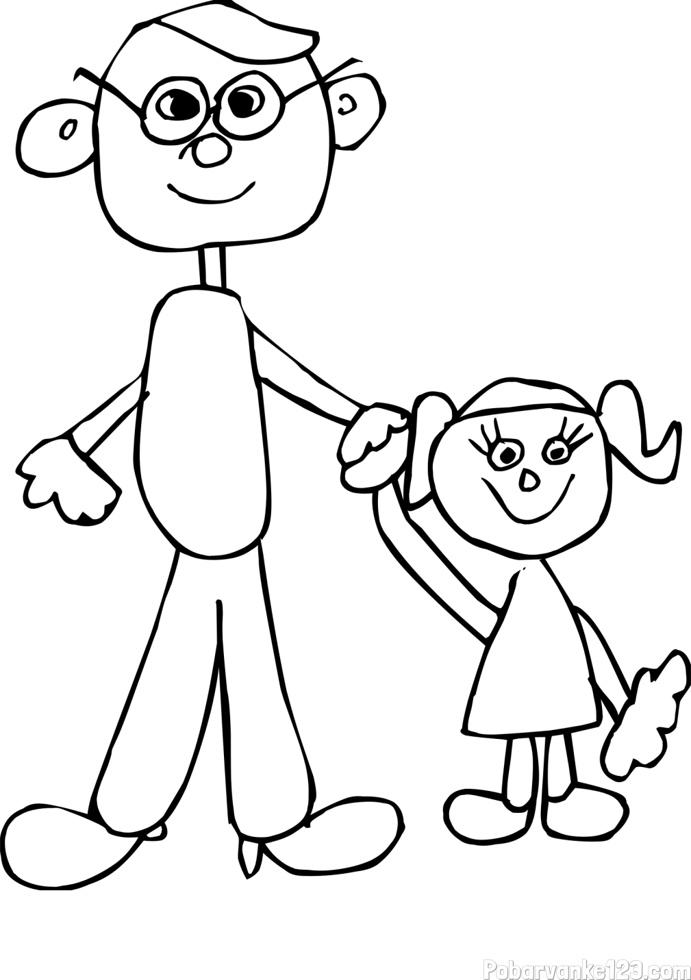 Otroška pobarvanka očeta in hčerke