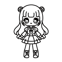 Otroška pobarvanka punčke v anime slogu
