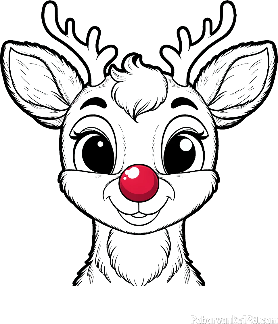 Otroška pobarvanka simpatičnega jelenčka Rudolfa
