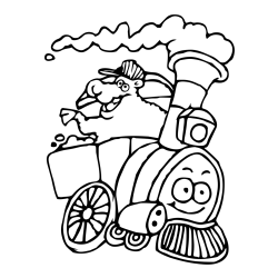 Otroška pobarvanka vesele lokomotive