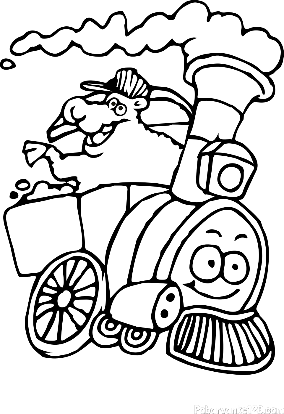 Otroška pobarvanka vesele lokomotive