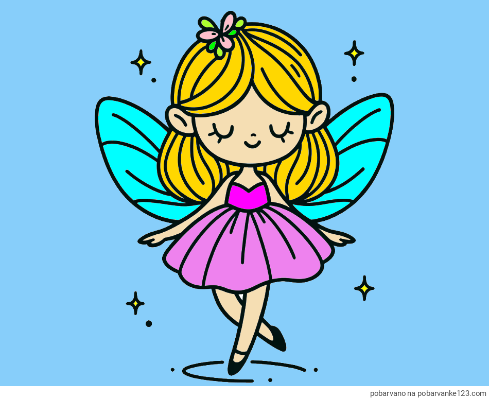 POBARVANA POBARVANKA - Enostavna pobarvanka čarobne vile