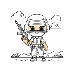 Pobarvana pobarvanka - Lepa otroška PUBG pobarvanka