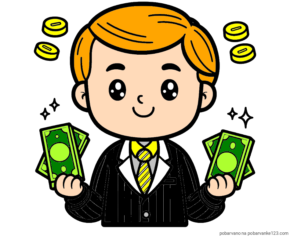 POBARVANA POBARVANKA - Otroška pobarvanka bankirja z veliko denarja