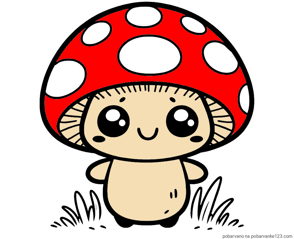 POBARVANA POBARVANKA - Otroška pobarvanka gobe