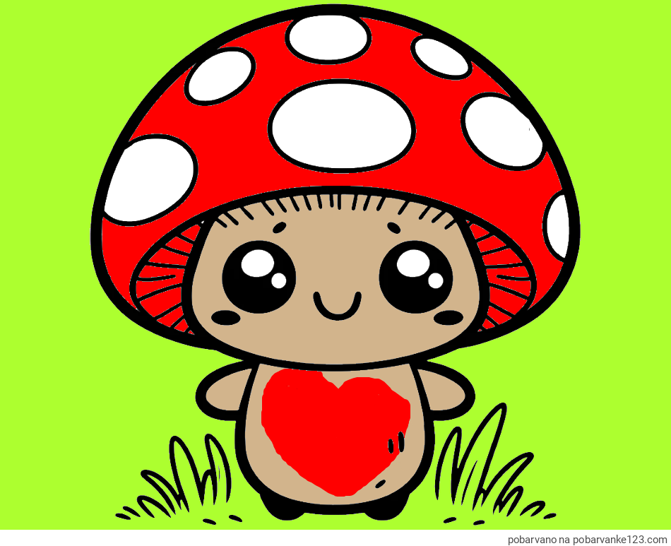 POBARVANA POBARVANKA - Otroška pobarvanka gobe