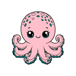 Pobarvana pobarvanka - Otroška pobarvanka ljubke hobotnice