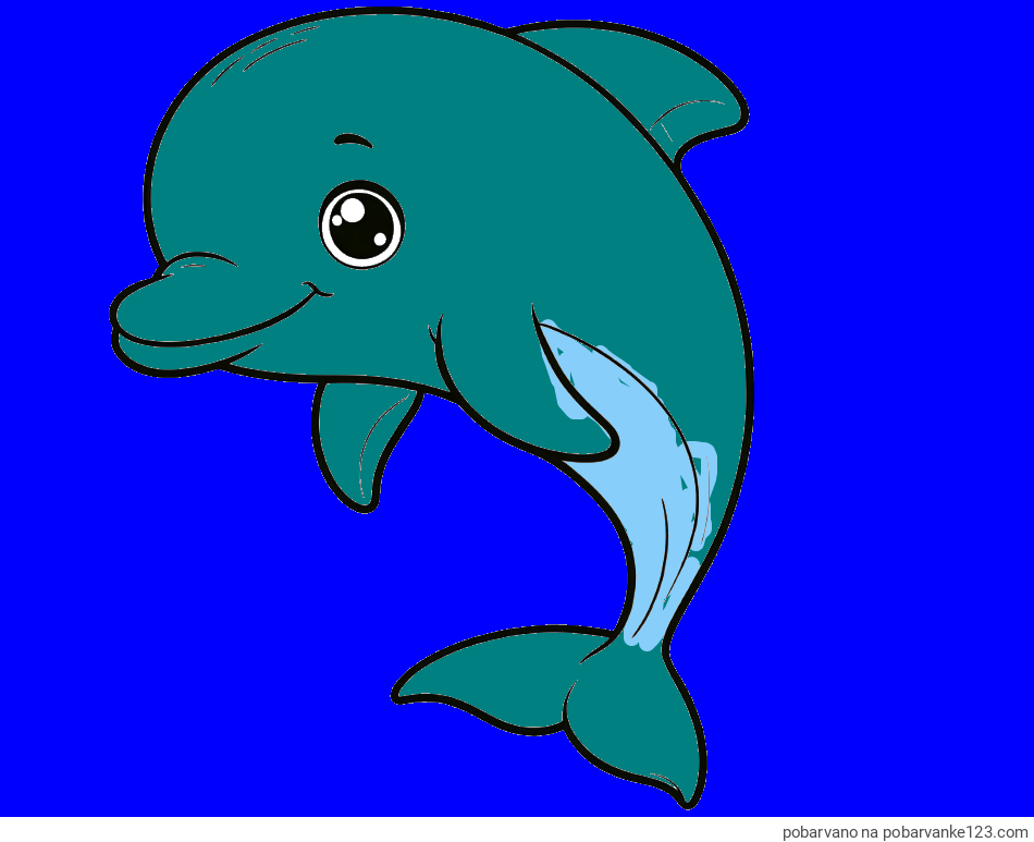 POBARVANA POBARVANKA - Otroška pobarvanka ljubkega delfina
