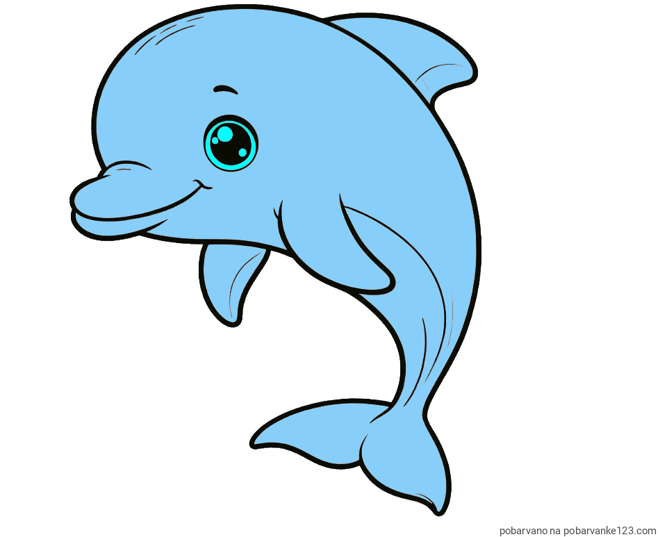 POBARVANA POBARVANKA - Otroška pobarvanka ljubkega delfina