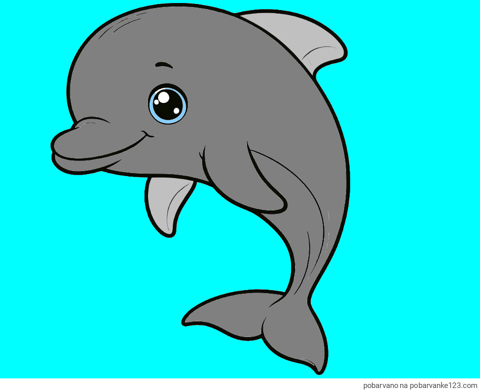 POBARVANA POBARVANKA - Otroška pobarvanka ljubkega delfina