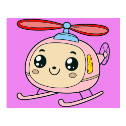 Pobarvana pobarvanka - Otroška pobarvanka ljubkega helikopterja