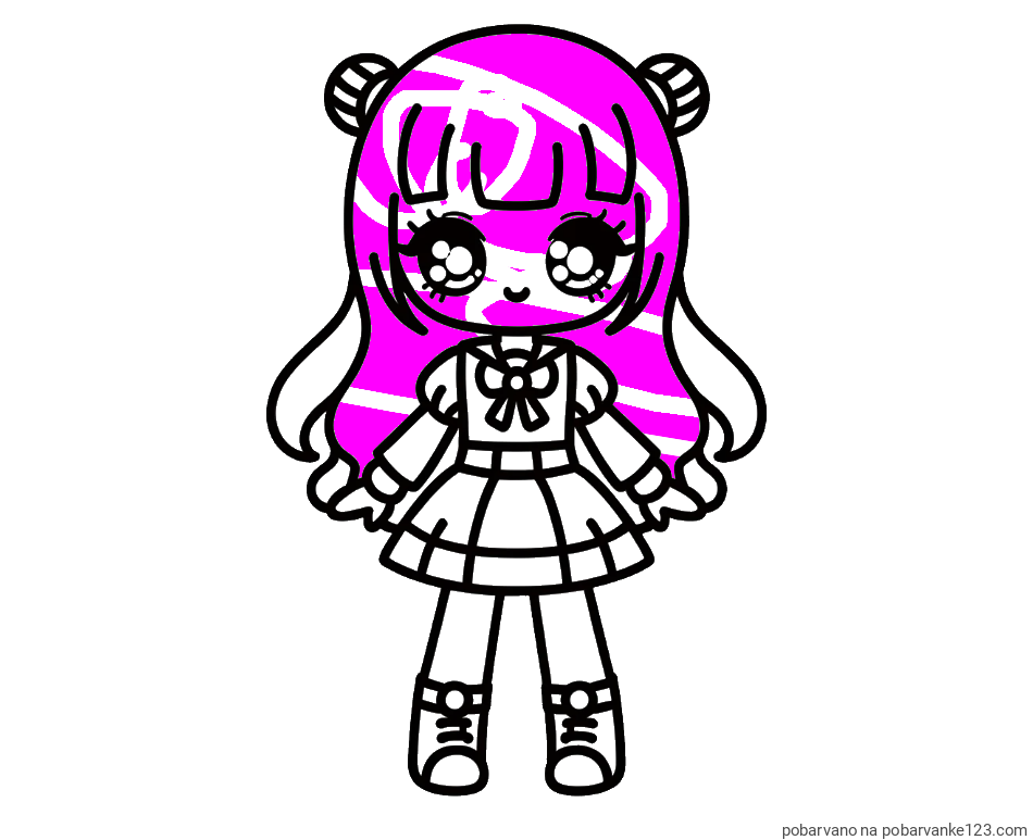 POBARVANA POBARVANKA - Otroška pobarvanka punčke v anime slogu