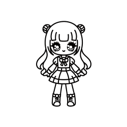 Pobarvana pobarvanka - Otroška pobarvanka punčke v anime slogu