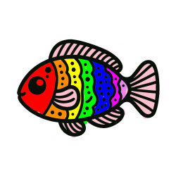 Pobarvana pobarvanka - Otroška pobarvanka ribe