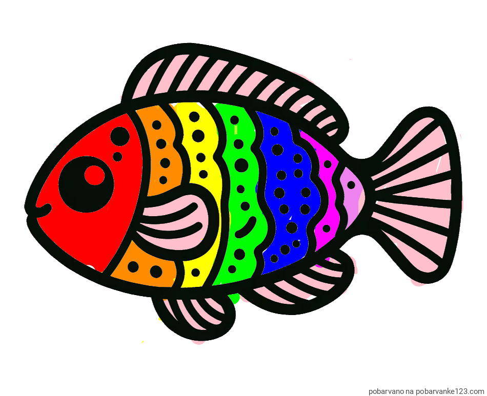 POBARVANA POBARVANKA - Otroška pobarvanka ribe
