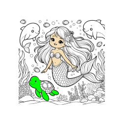 Pobarvana pobarvanka - Pobarvana ljubke morske deklice s prijatelji