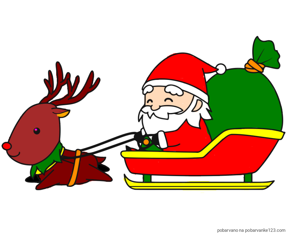 POBARVANA POBARVANKA - Pobarvanka Božička na saneh ter jelenčka Rudolfa