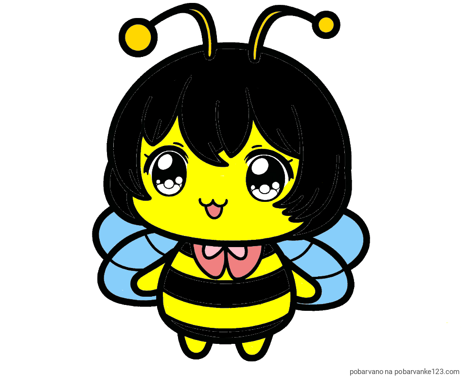 POBARVANA POBARVANKA - Pobarvanka čebelice v stilu anime