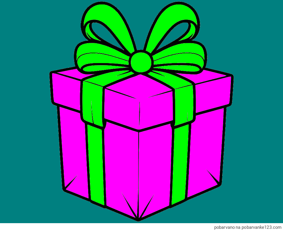 POBARVANA POBARVANKA - Pobarvanka darilne škatle s pentljo