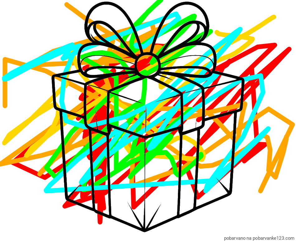 POBARVANA POBARVANKA - Pobarvanka darilne škatle s pentljo