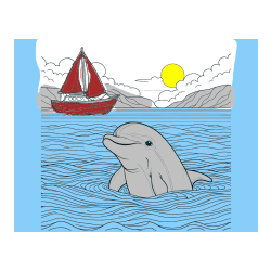 Pobarvana pobarvanka - Pobarvanka delfina v morju ter jadrnice