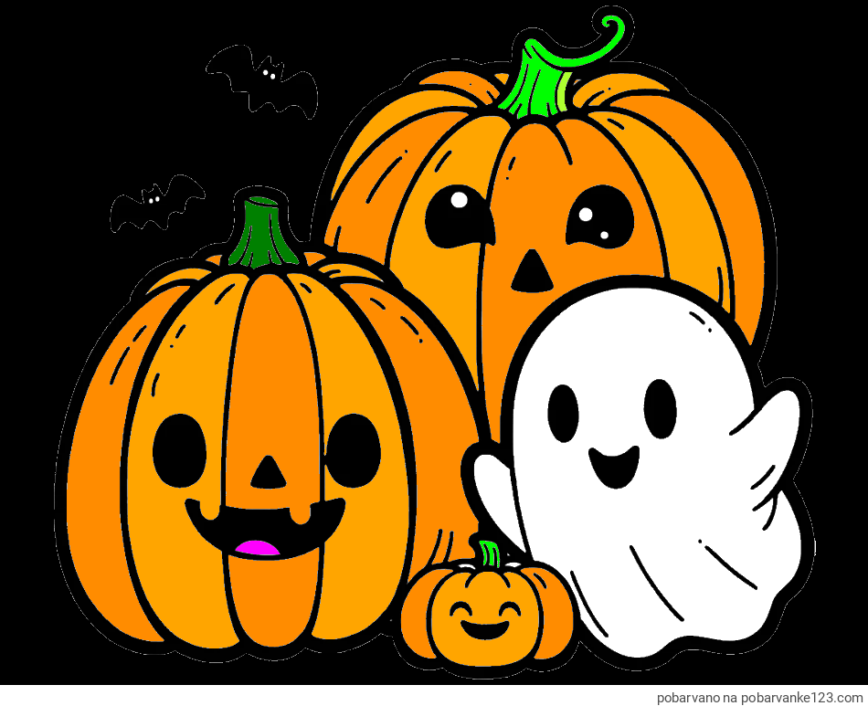 POBARVANA POBARVANKA - Pobarvanka duhca in buč za noč čarovnic