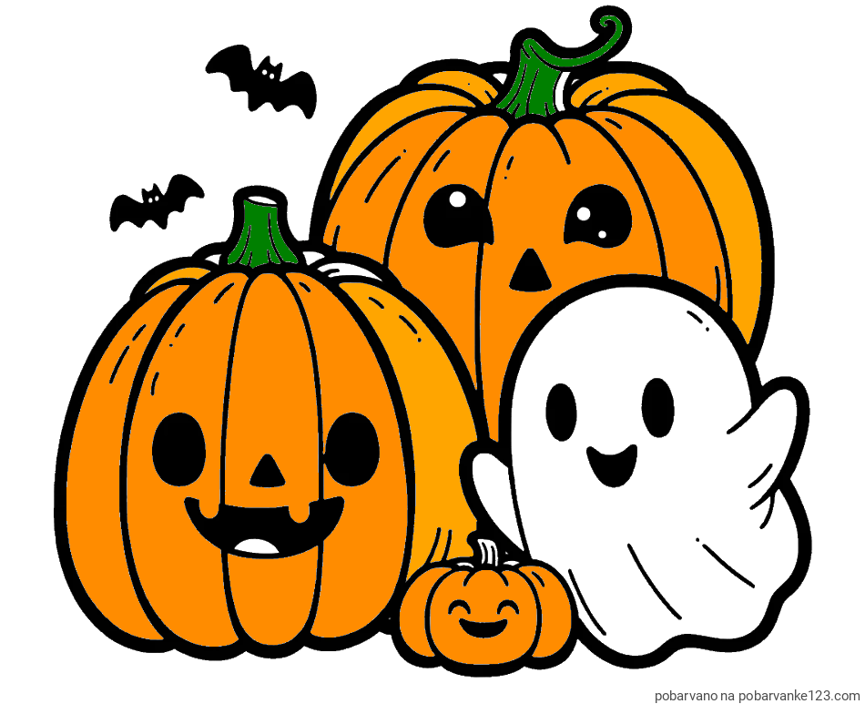 POBARVANA POBARVANKA - Pobarvanka duhca in buč za noč čarovnic