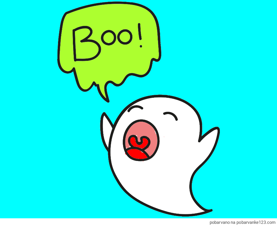 POBARVANA POBARVANKA - Pobarvanka duhca z napisom Boo!