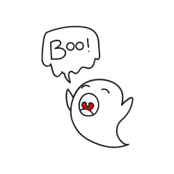 Pobarvana pobarvanka - Pobarvanka duhca z napisom Boo!