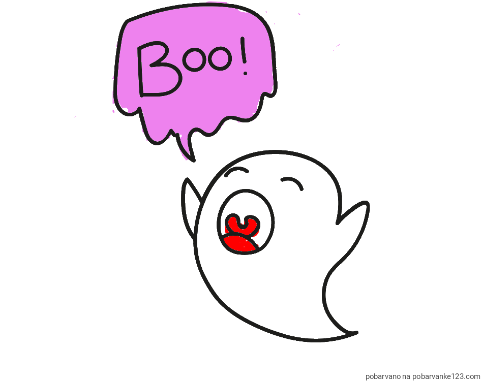 POBARVANA POBARVANKA - Pobarvanka duhca z napisom Boo!