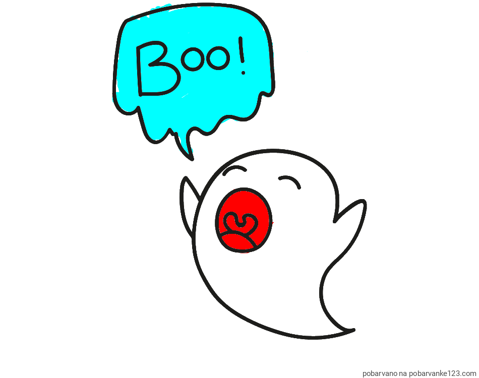 POBARVANA POBARVANKA - Pobarvanka duhca z napisom Boo!