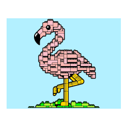 Pobarvana pobarvanka - Pobarvanka flaminga sestavljenega iz LEGO kock