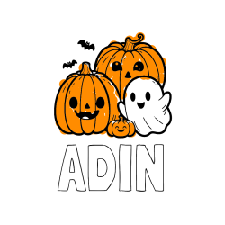 Pobarvana pobarvanka - Pobarvanka imena ADIN in pobarvanka duhca in buč za noč čarovnic