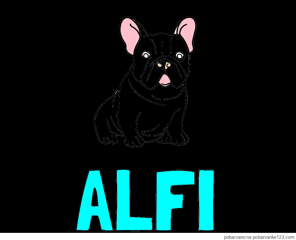 POBARVANA POBARVANKA - Pobarvanka imena ALFI in pobarvanka francoskega buldoga