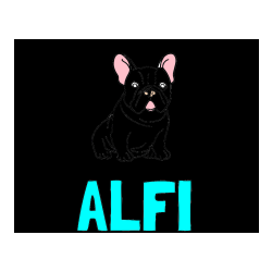 Pobarvana pobarvanka - Pobarvanka imena ALFI in pobarvanka francoskega buldoga